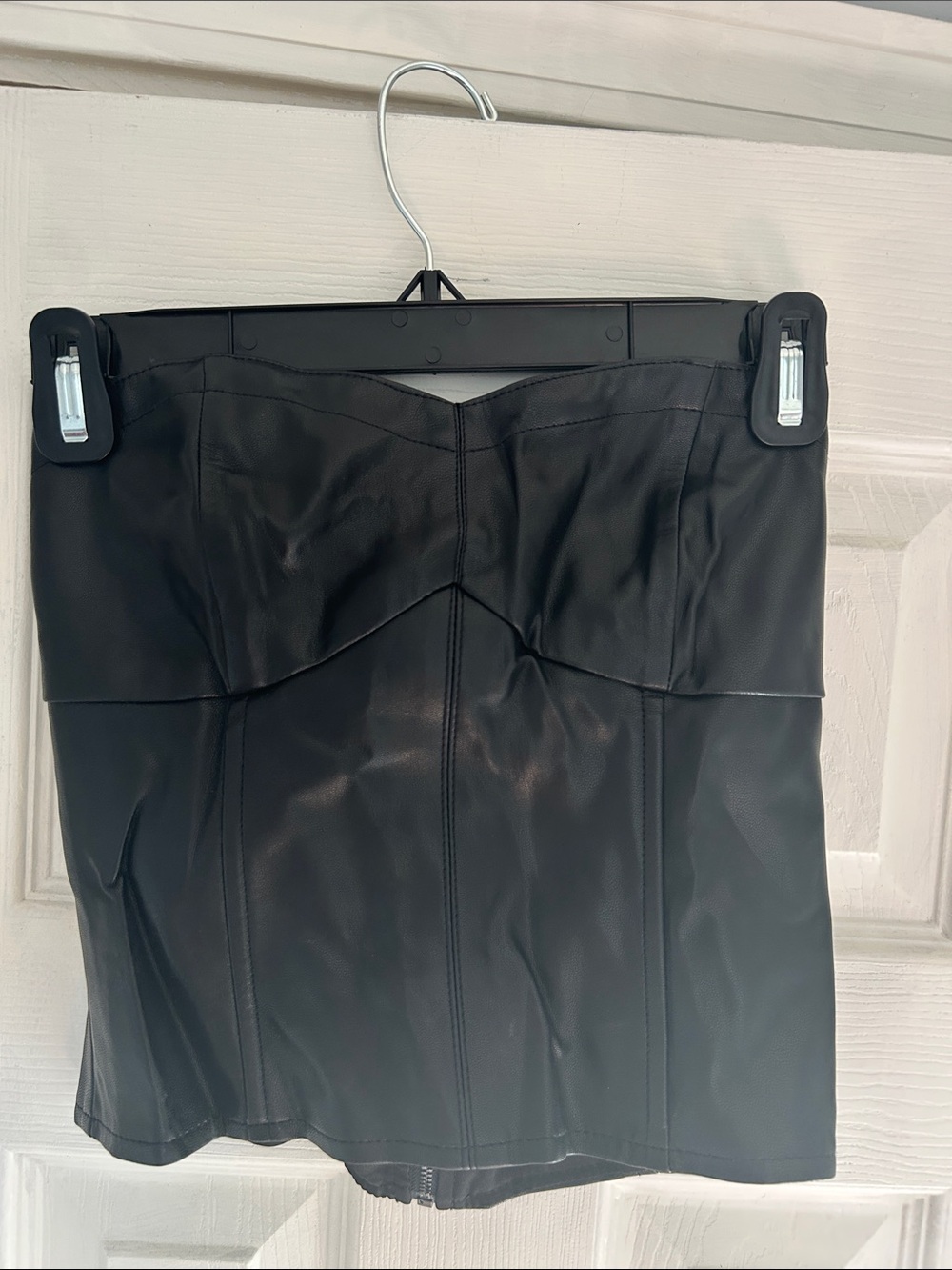 Women’s  Black Faux Leather strapless top